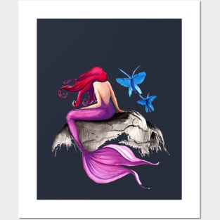 Pink Mermaid Posters and Art